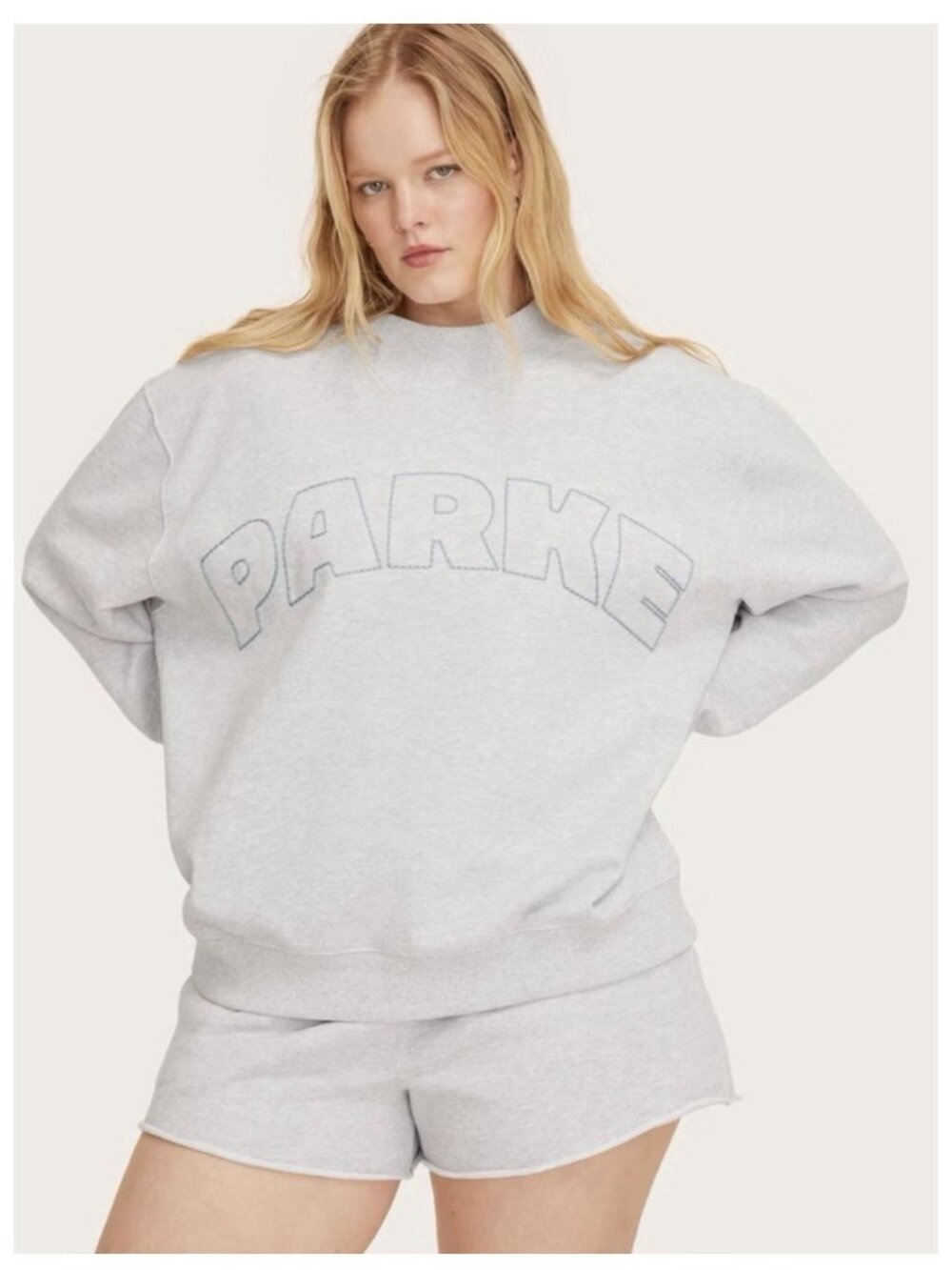 PARKE x Target Oversized Whipstitch Logo Mockneck Sweatshirt Gray L/XL NWT